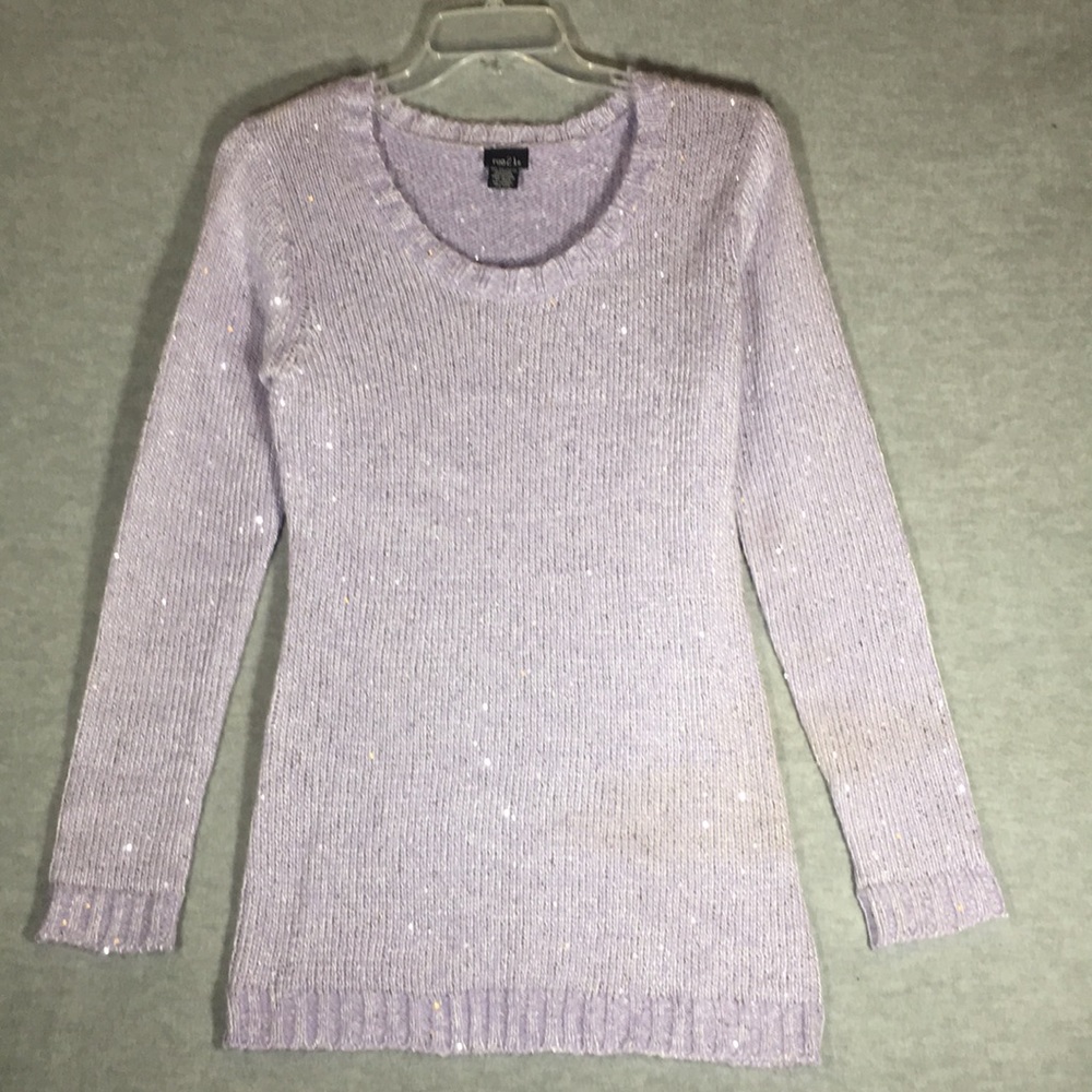 RUE 21 Wool Blend Holiday Ski Scoop Neck Machine Washable Sweater Tiny Sequins